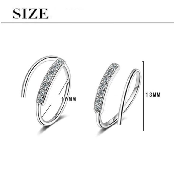 NEW 925 Sterling Silver Diamond Circle Earrings - Picture 8 of 8